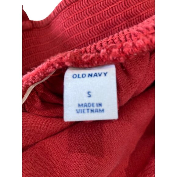 Old Navy Red Sleeveless Jumpsuit Womens S Linen Blend Wide-Leg Smocked Romper - Picture 8 of 9